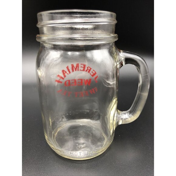 JEREMIAH WEED SWEET TEA MASON JAR GLASS MUG HANDLE LOGO BAR PROMO - Picture 3 of 6